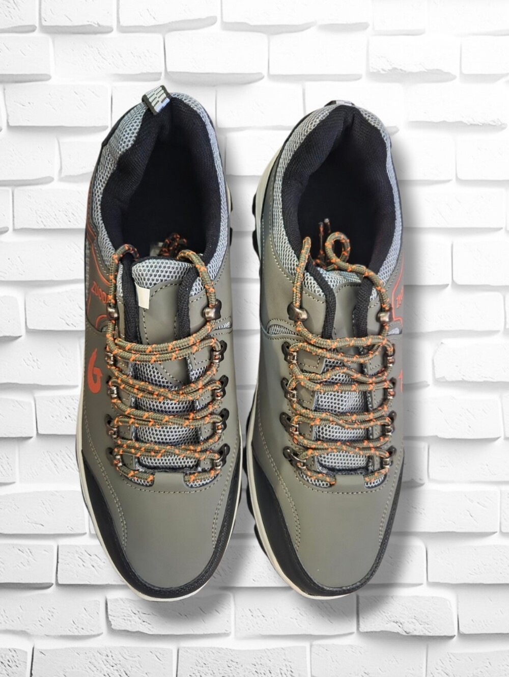 Zuodi Men's Trail Hiking Shoes Grey Orange Size 10